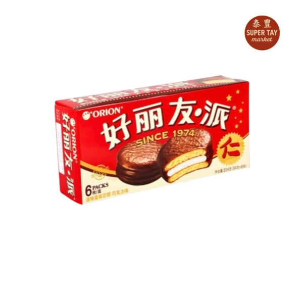 好丽友巧克力派 GALLETA CON RELLENO DE MASSMELLO Y BAÑADO DE CHOCOLATE (ORION) 168GR