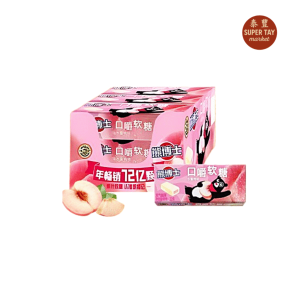熊博士口嚼水蜜桃软糖CARAMELO MASTICABLE SABOR A DURAZNO 22GR(XU FU JI)